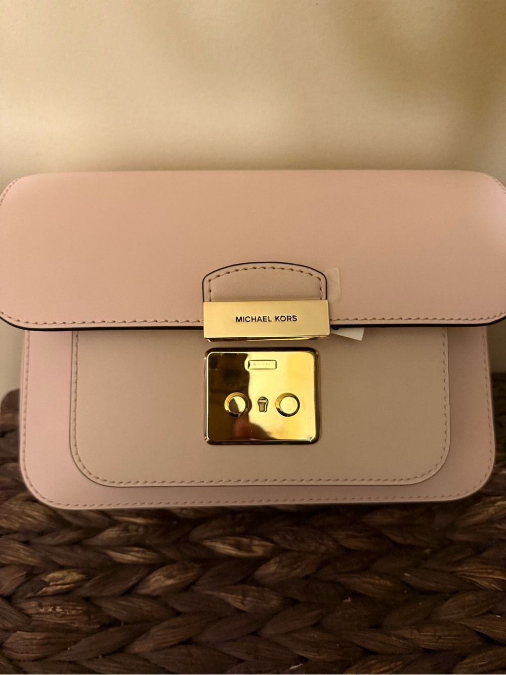 Michael Kors Blush Leather Shoulder Bag with Gold Hardware